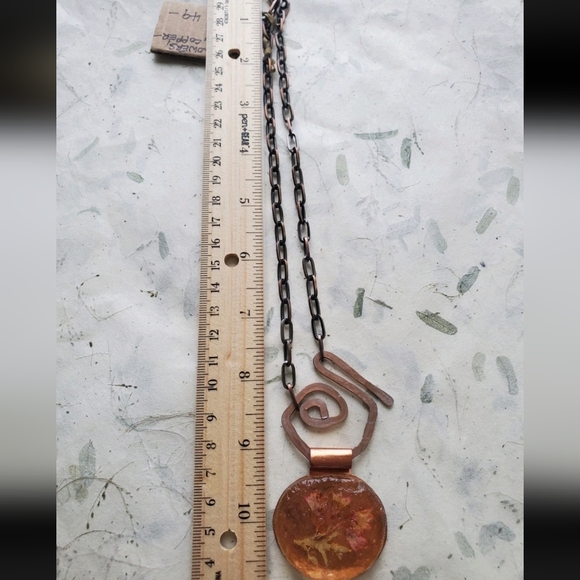 Artisan Wild Flowers In Resin On Copper Chain Necklace - Nwt - Picture 12 of 12